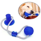 Multifunction custom cheap durable pet teeth cleaning cat ball toy interactive rubber chew dog toy ball with rope