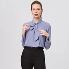 Blouse Women Women Women Blouse Naivee Spring French Style Ribbon Blue Chiffon Long Sleeve Blouse Women Ladies'