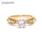 Manufacture high quality zircon brass 18k gold jewelry CZ rings