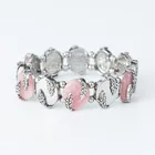 natural rosequartz stone elastic stretch tennis wire bracelet for women