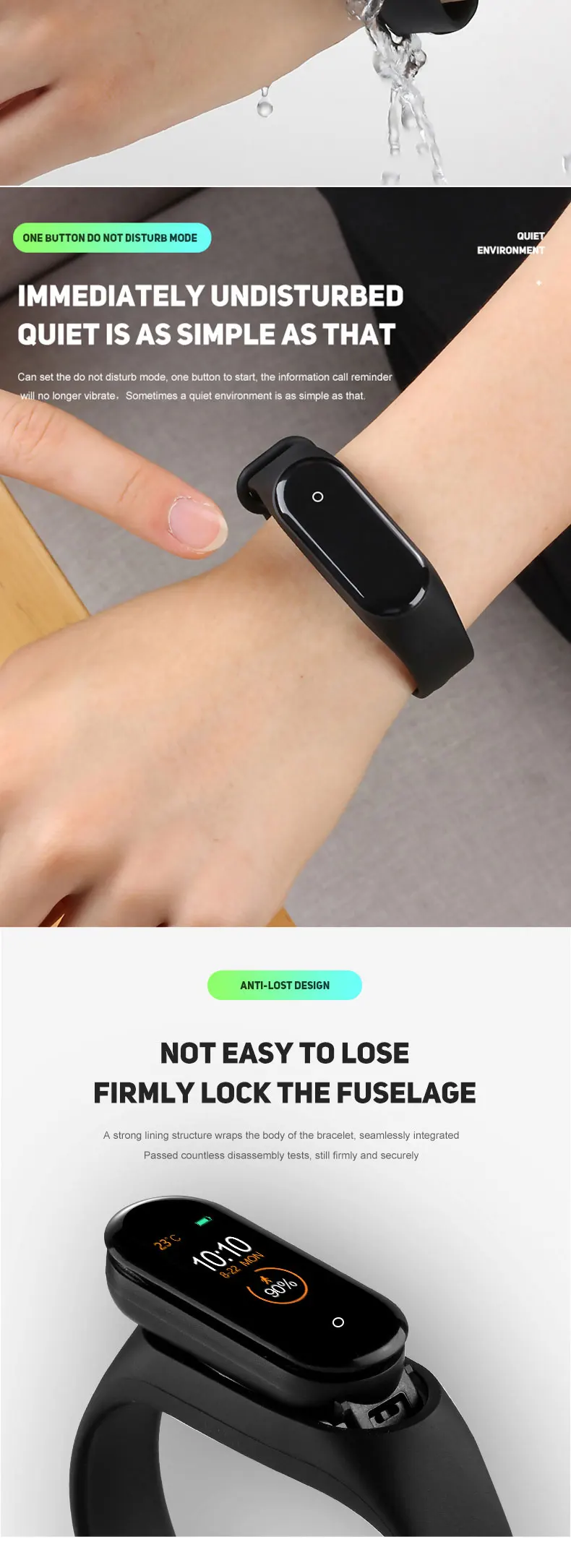 新的电子产品运动手表 m4 pro 智能手表体温 fitness band 智能手环