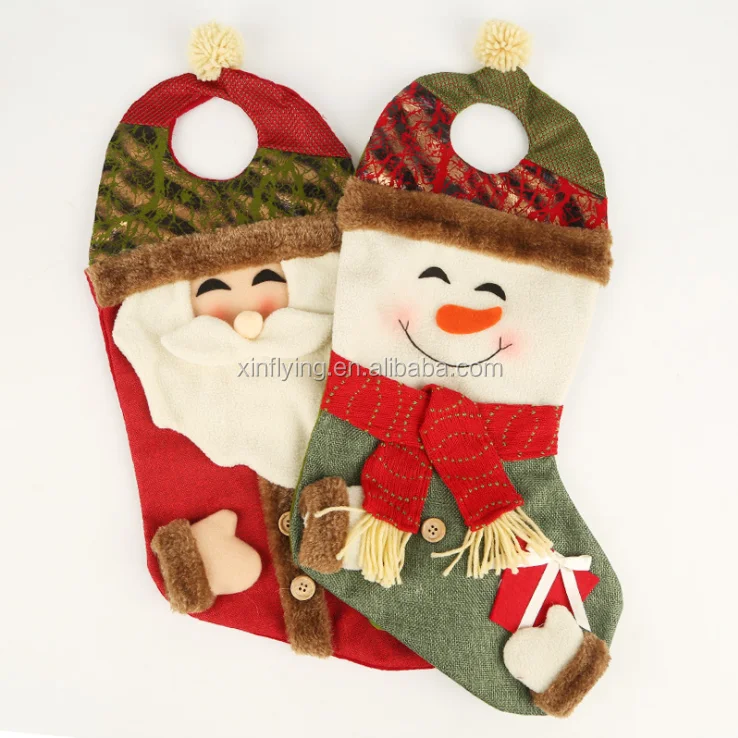 gift bag santa claus, snowman, elk tree stocking christmas