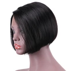 100% indian human hair wig L lace frontal wig natural black short bob wigs for black women