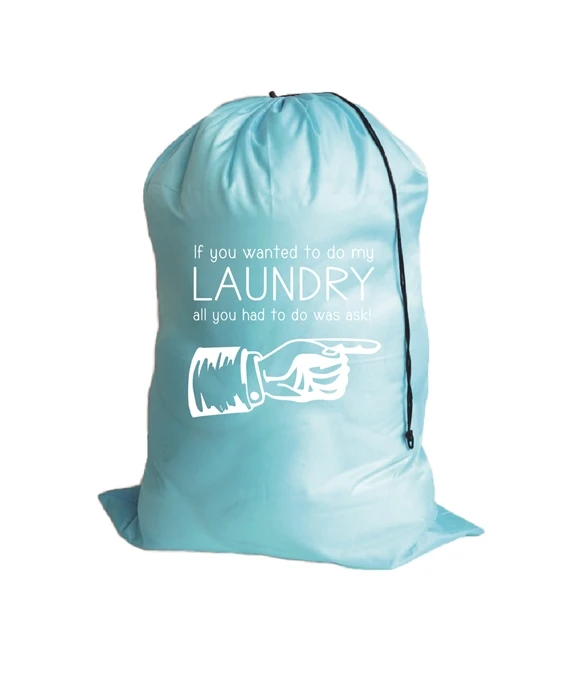 Custom Heavy Duty Drawstring Dirty Clothes Storage Extra Large Travel Nylon Drawstring Washing Laundry Bag
