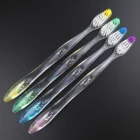 clear or transparent PS double color toothbrush with soft tapered bristle