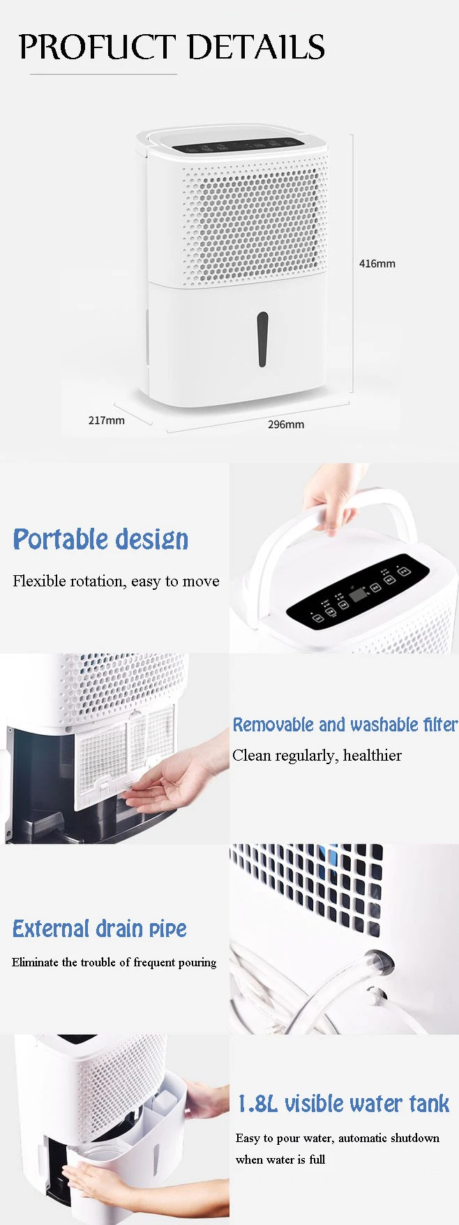 Use Cloth Drying Dehumidifier, 20L, 220V, 240V, 50Hz - detail 14