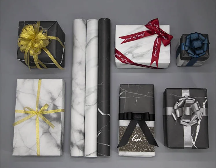 wholesale custom wood pulp marble gift flower wrapping paper