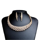 Wholesale bridal jewelry 18K gold rhinestone wedding jewelry set