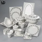 2019 Iranian Luxury Manufacturer Square Porcelain Dinner Set White Dinner Sets Hotel Ceramic Dinnerware