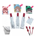 Custom portable cosmetic bags aluminum plated lipstick / mascara / eyeliner spout pouch with brush for makeup