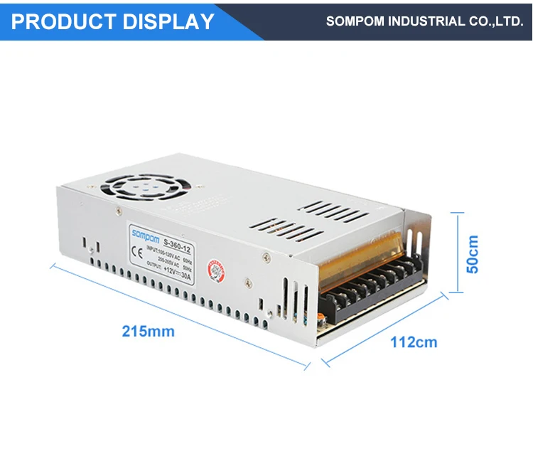 Sompom AC/DC Single Output 12V 30A power Supply for 3D Printer