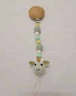 Wholesales Baby DIY Pacifier Clip Chain Non-toxic Soother Infant Pacifier Holder Crochet Beads Wood Animal Teether Toys