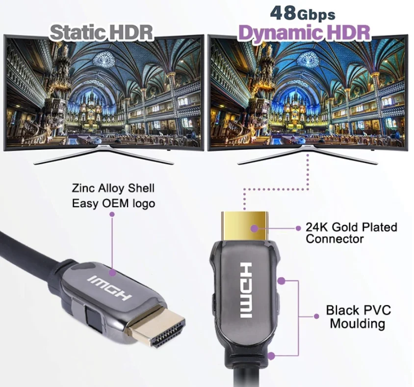 Newest OEM logo 8K HDMI cable for PS4 xBox 48Gbps Support 4K 8K 3D 120Hz 60Hz - ANKUX.COM