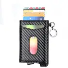 RFID Blocking Pop Up Laser Logo Aluminum Card Wallet Credit Card Holder with Key Ring