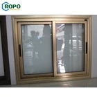 AGGA Glass Glaze Champagne Color As2047 Certificate Aluminum Slide Window