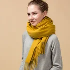 2019 Fashion 100% cashmere wool solid color tassel bulk pashmina scarf shawl