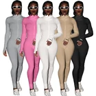 Long Sleeve Rompers F017-trendy Long Sleeve Slim Fit Lucky Label Fall Jumpsuits Women Rompers
