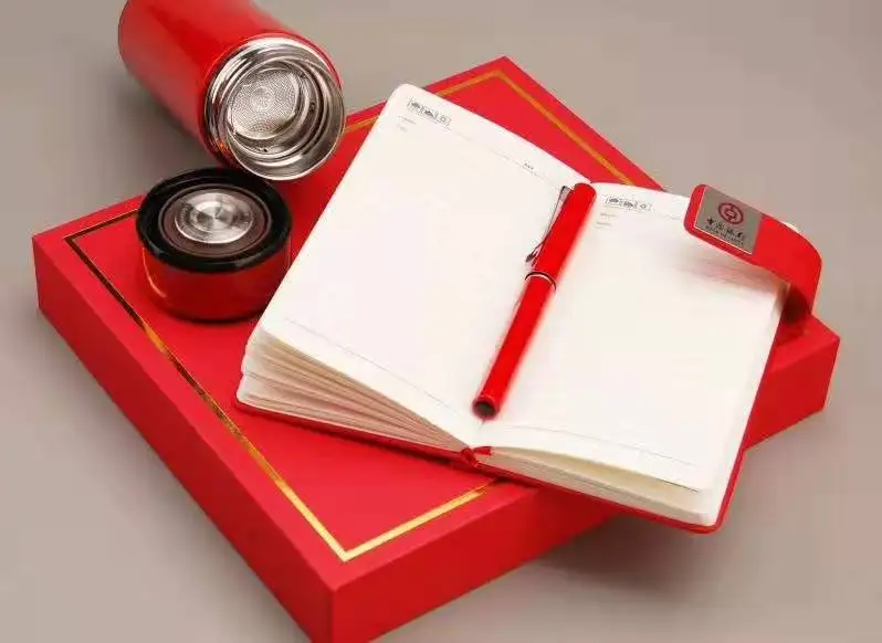 2021 business a6 notebook diary with pen and vacuum cup gift set