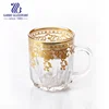 8oz Wholesale Crystal Golden Decal Glass Tea cup Coffee Mug