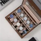 Hight quality Mens luxury 10 Slot custom logo transparent glass leather watch box for sale