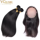 Cheap silk base peruvian straight human hair bundles with closure,virgin brazilian 360 lace frontal closure with bundle