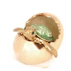 Zinc Alloy Material and Metal Jewelry Boxes Material Decorative Egg Jewelry Box Golden Tortoise Eggs