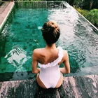 3D flower one shoulder beachwear swimwear one piece fashion show sexy bikini