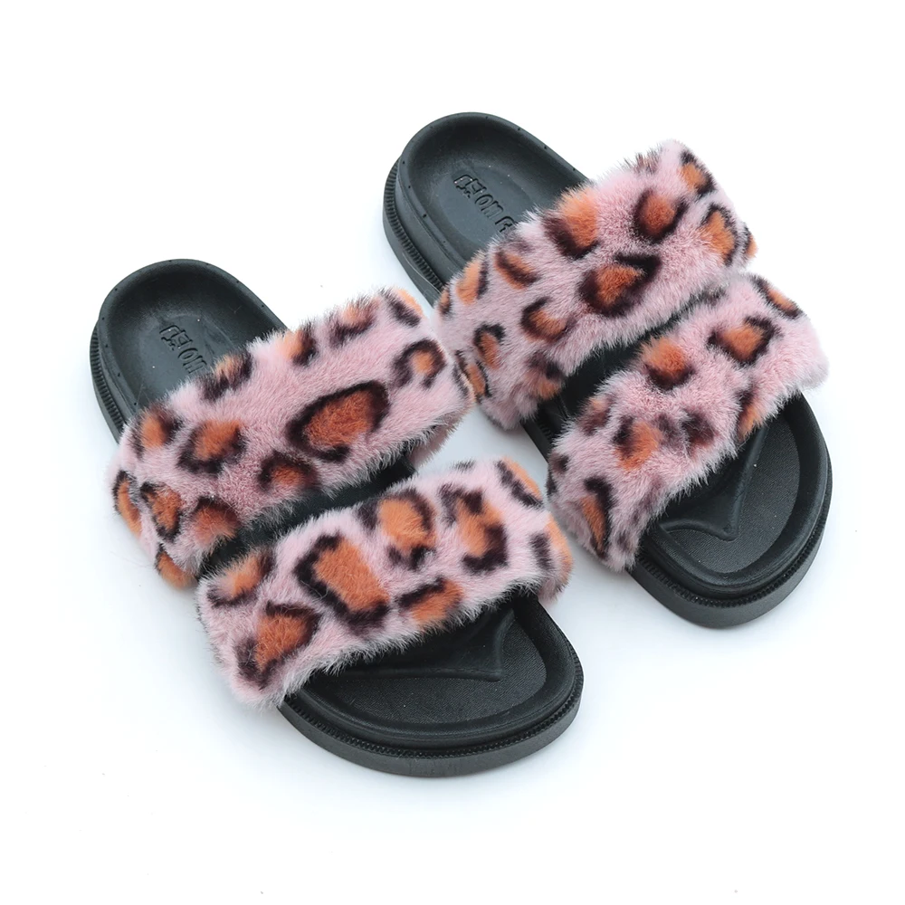 2 strap fur sandals