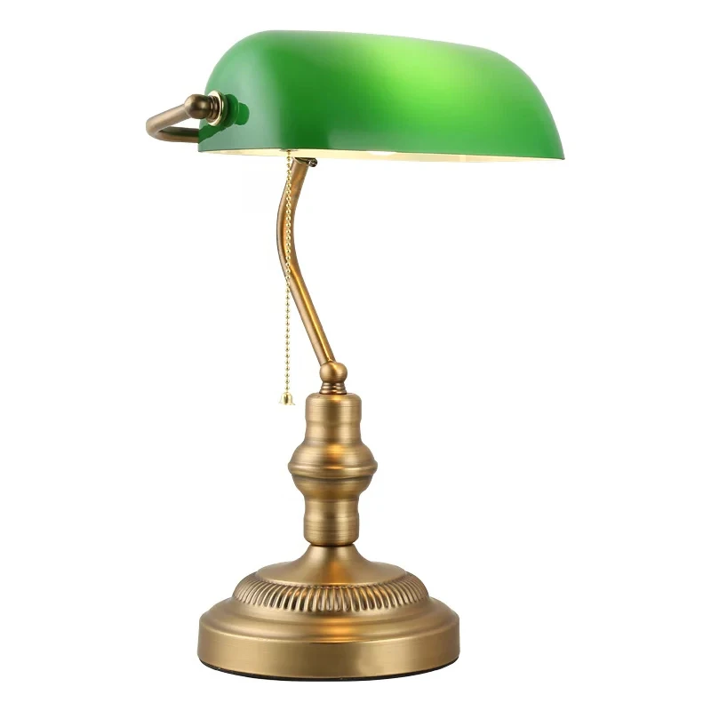 Cheap Modern Green Glass Office Working Reading Bankers Desk Lamp