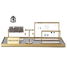 Luxury Style Gold Metal Earring Stand Jewelry Organizer Tray Suede Jewelry Display Set for Jewelry Store