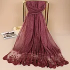 Wholesale Africa cotton and nylon lace scarf shawls fashion beautiful for women