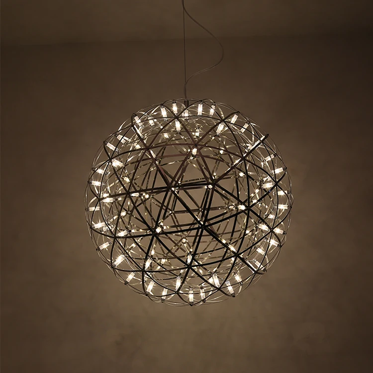 Creative spark star pendant light led Stainless Steel ball LED Firework Lamp for hotel villa shopping mall