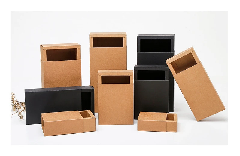 kraft paper foldable card package boxes drawer box cardboard