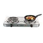 Double Electric Burner Hot Plate Stove Cooking Hob Cooktop Tea Heater S/S