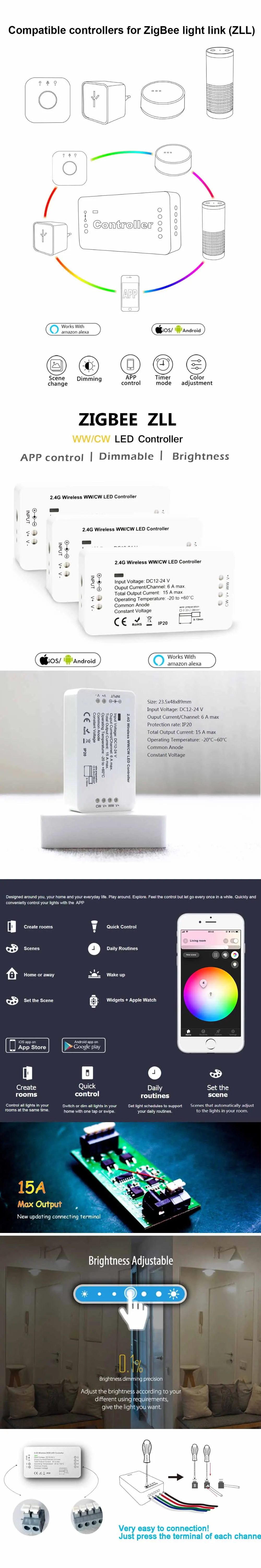 2 Channels Smart DC12V Led Brightness Led Lighting Controller Led Strip Controller Zigbee Controller - ANKUX.COM