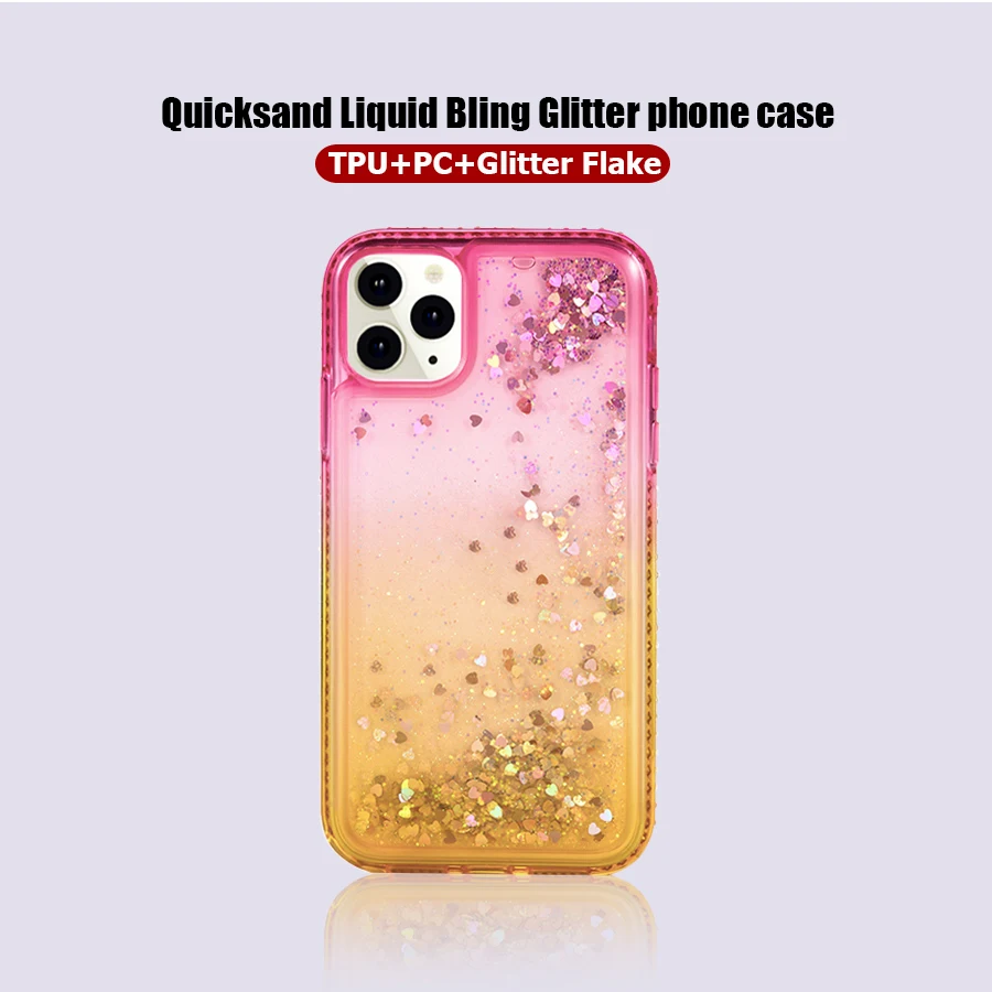 Custom Designer For Iphone 11 Case For Samsung Galaxy S10 Pink Shockproof Quicksand Liquid Diamond Bling Glitter I Phone Cases