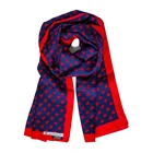 High Quality Company Logo Printed Dark Blue Lady Scarves Hand Made Rectangle Custom Silk Scarf for Women