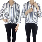 Latest Ladies Fashion Casual Blouse Designs Women Stripe Office Shirts