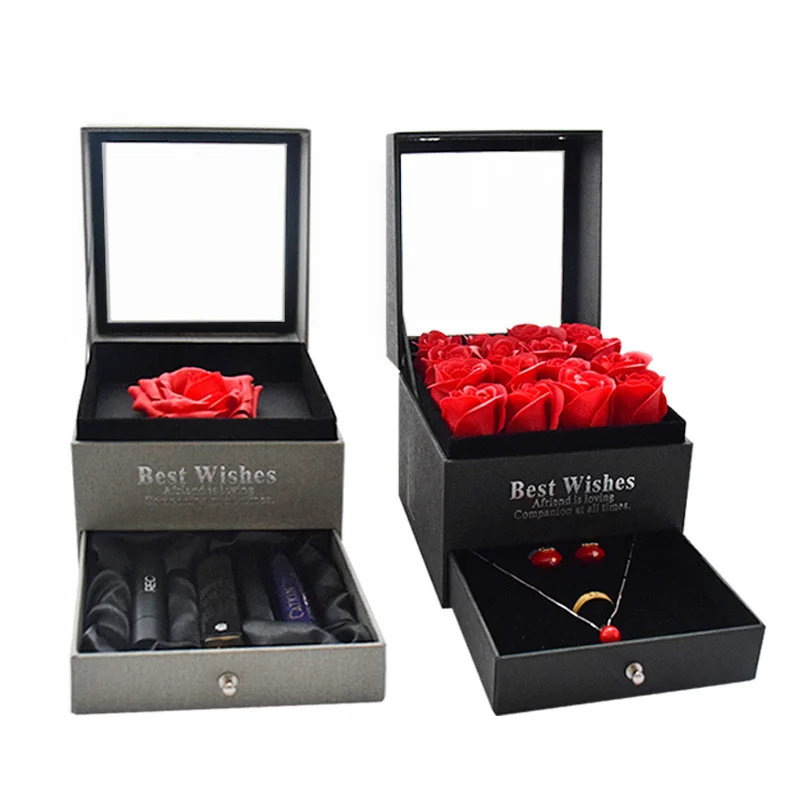product name customized drawer flower with window gift box size