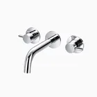 Watermark and CUPC approval hot and cold dual handle basin faucet, wall mount brass vanity mixer