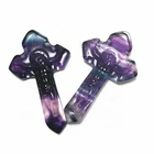 High Quality Natural Rainbow Fluorite Cross Pendant Crystal Cross