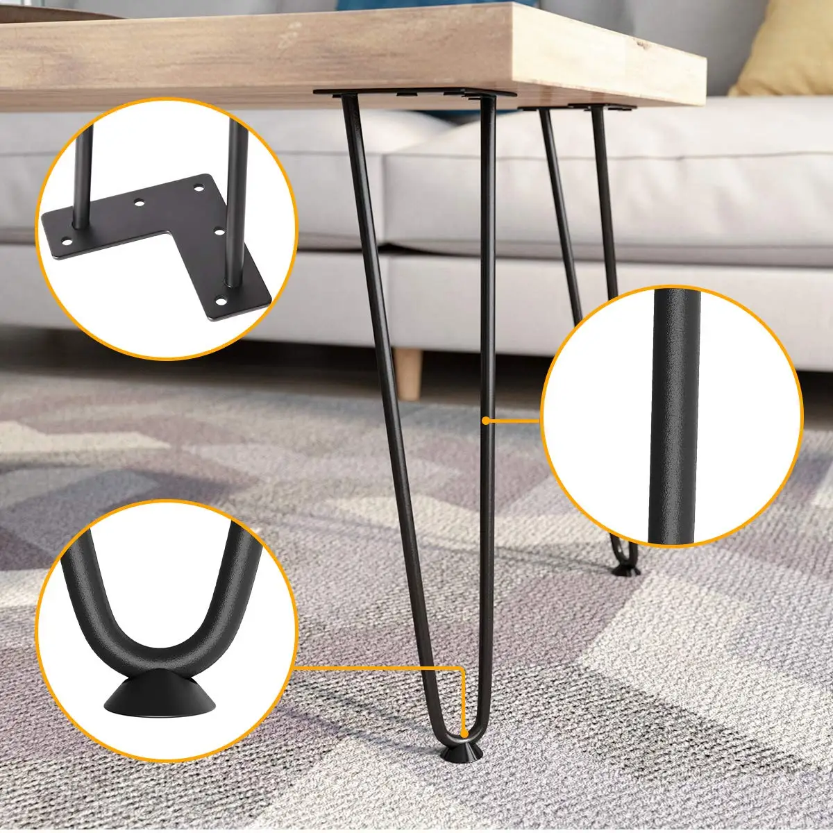 Iron wire hairpin table legs Metal hairpin legs and metal table Legs