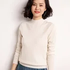 Latest design white warm half turtleneck pullover 2019 luxury double cashmere sweater