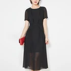 Summer new women's clothing casual long dress chiffon new style black short-sleeved sexy woman maxi dress