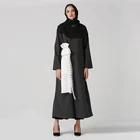 Unique Design Islamic Clothing Abaya White Lace Bow Black Muslim Gown Dress Plus Size For Women