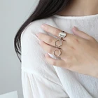 925 Sterling Silver Set Silver 925 Sterling Silver Geometric Three-piece Set Of Rings For Women