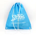 Wholesale promotional custom waterproof small polyester drawstring backpack bags with rope handle for gym and shopping