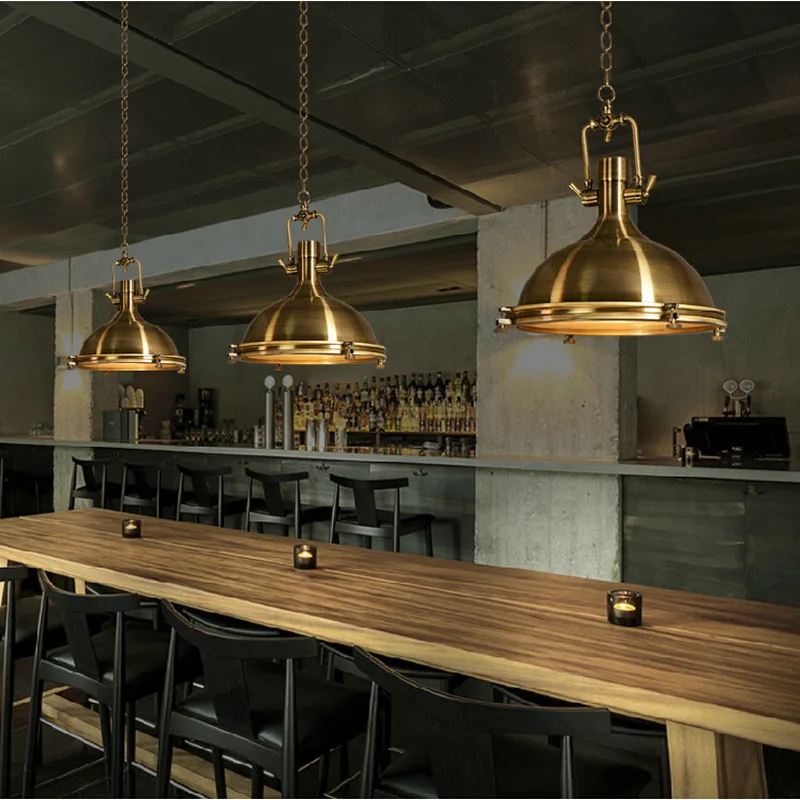 Prim Industrial brass Satin Nickel Round Dome Single Pendant Light Fixture