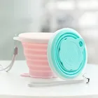 A Travel Wash Cup, Eco Kids Porcelain Reusable Foldable Silicone Collapsible Travel Cup Holder Set
