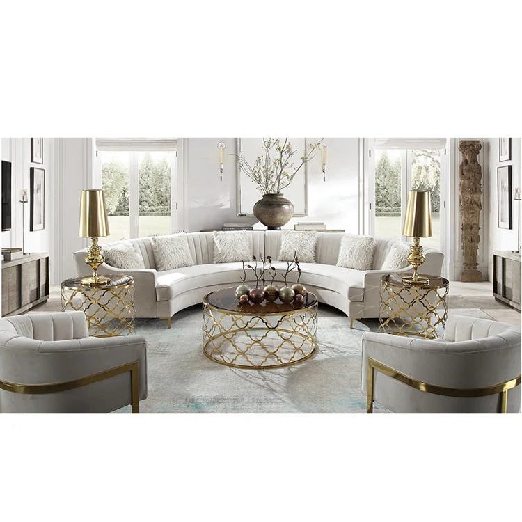 New Designs 7 Seater Fabric White Living Room Curved Sofas Round Couch Sets With Sofa Chair Buy Hotel Lobby Living Room Sofas Set Round Couch Furniture 7 Seats Sofa Wholesale Factory Modern